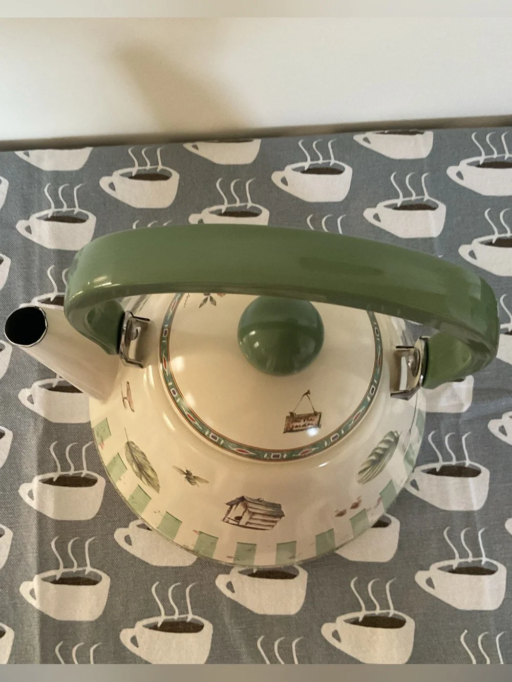NWOT Pfaltzgraff Naturewoods Enamel Over Metal Teapot Kettle